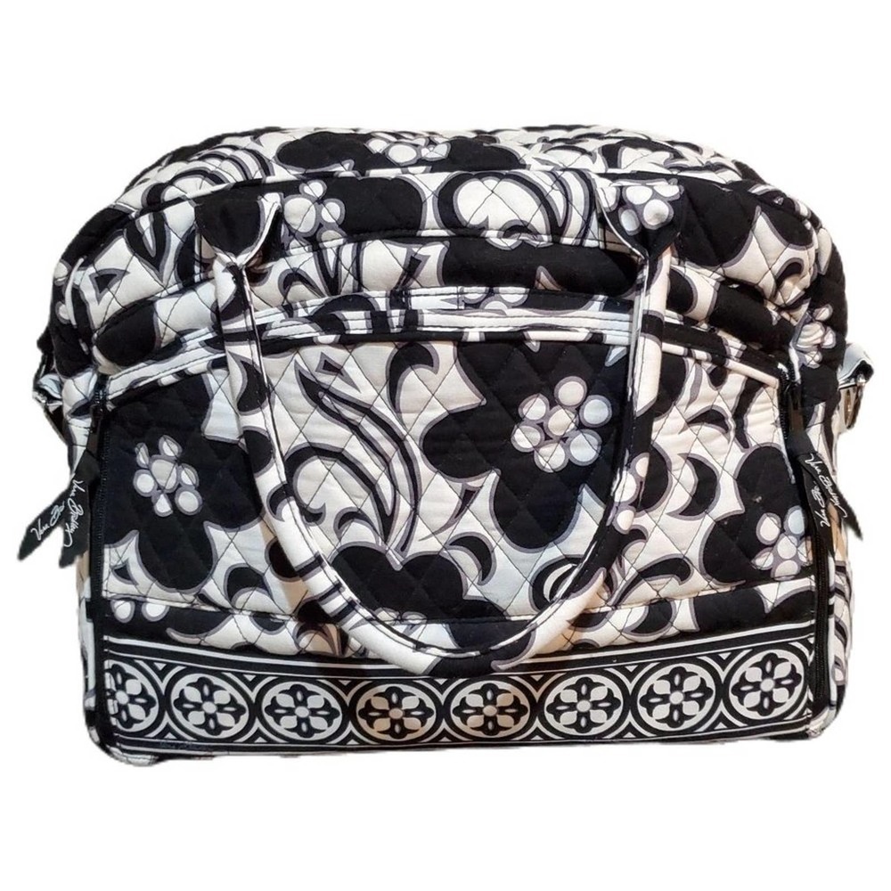 Very Bradley Retired Black & White Floral Design Large Tote Boho